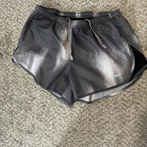 Nike Dri-FIT Running Shorts Womens Small Black White Reflective Athletic Swoosh